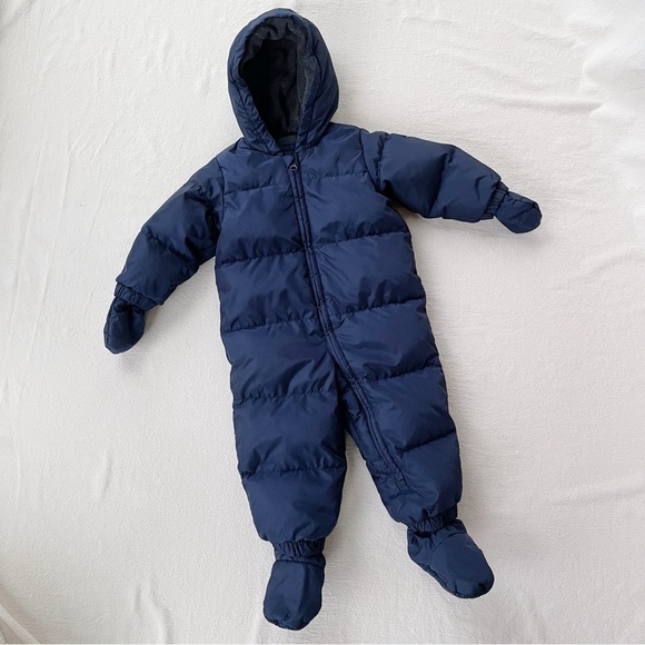 babyGap | Navy Blue Puffer Snowsuit With Mittens & Booties - Picture 7 of 15
